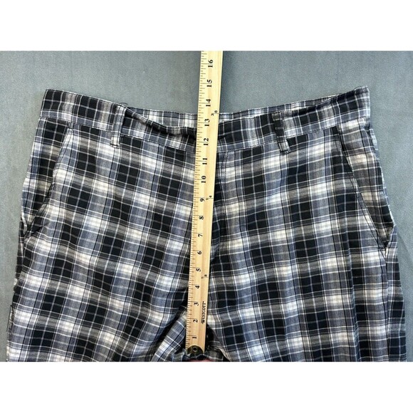 Vertigo Plaid Summer Shorts Lightweight Men's 36 Black White Slash Pocket - Picture 6 of 9